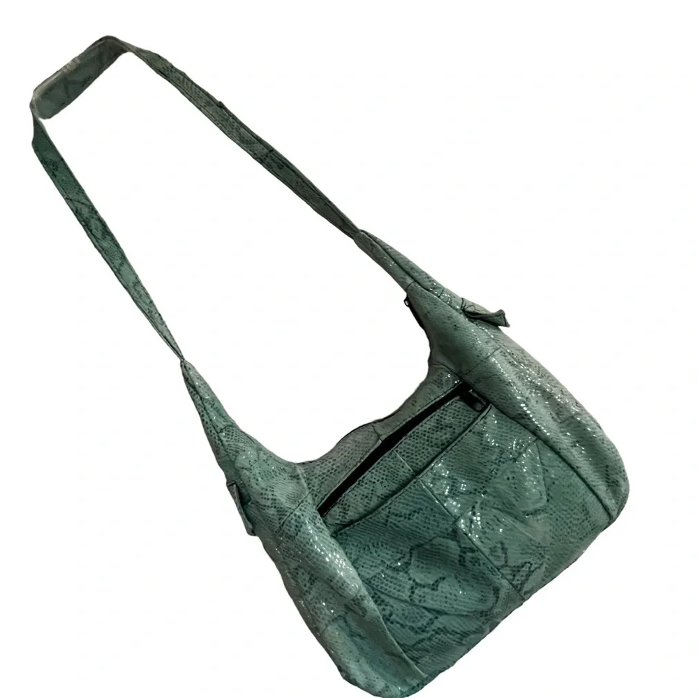 Mint Snakeskin Print Hobo Bag w Silver Sprinkle of Shimmering Fairy Dust Perfect